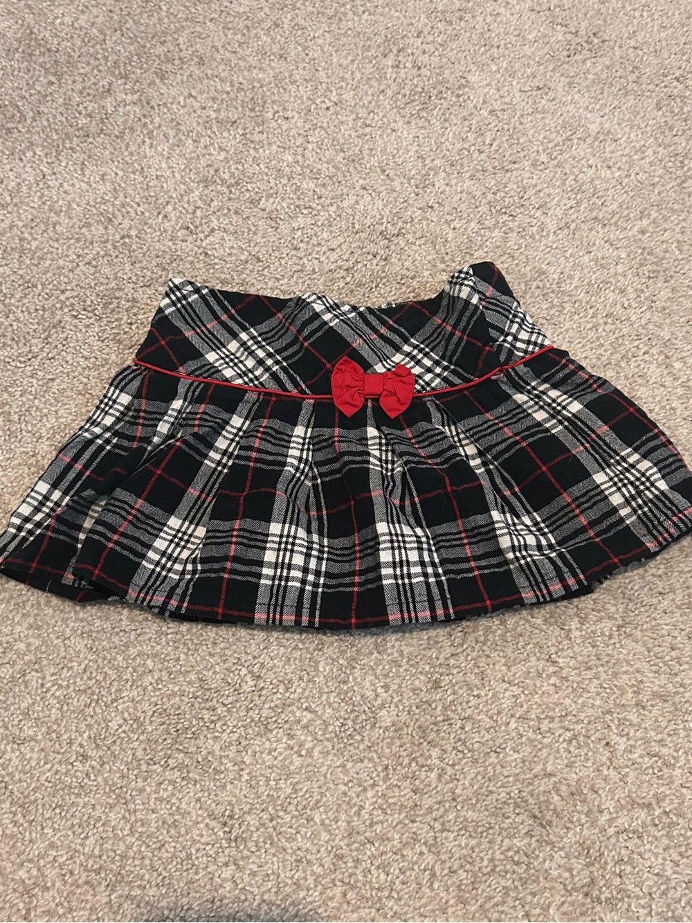 Beebay Black Plaid Skirt with Red Bow Accent